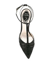 schwarze verzierte Leder Pumps von Rene Caovilla