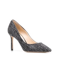 schwarze verzierte Leder Pumps von Jimmy Choo