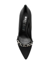 schwarze verzierte Leder Pumps von Marc Ellis