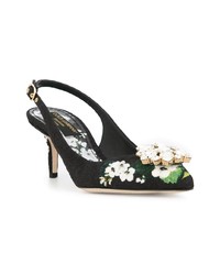 schwarze verzierte Leder Pumps von Dolce & Gabbana