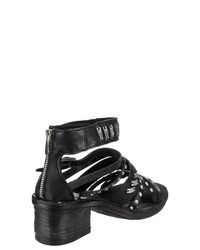 schwarze verzierte Leder Sandaletten von A.S.98