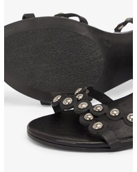 schwarze verzierte Leder Sandaletten von Bianco