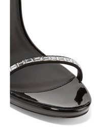 schwarze verzierte Leder Sandaletten von Giuseppe Zanotti