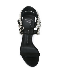 schwarze verzierte Leder Sandaletten von Giuseppe Zanotti Design