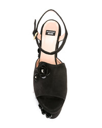 schwarze verzierte Leder Sandaletten von Boutique Moschino