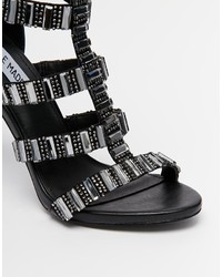 schwarze verzierte Leder Sandaletten von Steve Madden