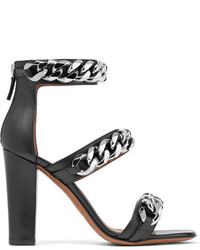 schwarze verzierte Leder Sandaletten von Givenchy