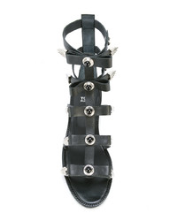 schwarze verzierte Leder Sandaletten von Toga Pulla