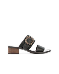 schwarze verzierte Leder Sandaletten von See by Chloe