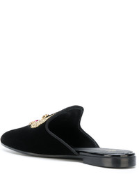 schwarze verzierte Leder Slipper von Giuseppe Zanotti Design