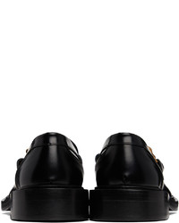 schwarze verzierte Leder Slipper von Versace
