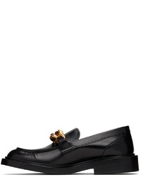 schwarze verzierte Leder Slipper von Versace