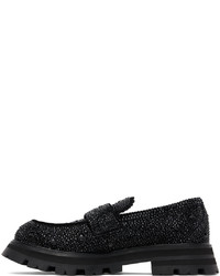 schwarze verzierte Leder Slipper von Alexander McQueen