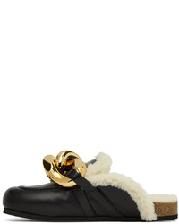 schwarze verzierte Leder Slipper von JW Anderson