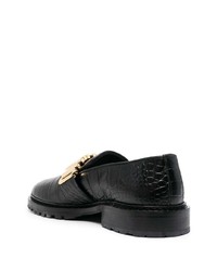 schwarze verzierte Leder Slipper von Moschino