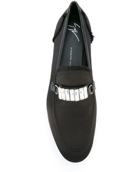 schwarze verzierte Leder Slipper von Giuseppe Zanotti Design