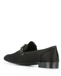 schwarze verzierte Leder Slipper von Giuseppe Zanotti Design