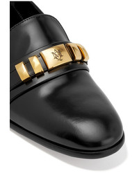 schwarze verzierte Leder Slipper von Alexander McQueen