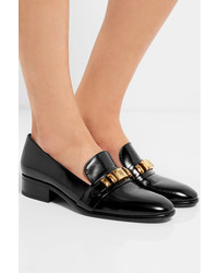 schwarze verzierte Leder Slipper von Alexander McQueen