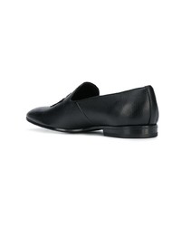 schwarze verzierte Leder Slipper von Billionaire