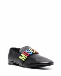 schwarze verzierte Leder Slipper von Moschino