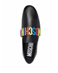 schwarze verzierte Leder Slipper von Moschino