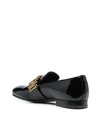 schwarze verzierte Leder Slipper von Moschino