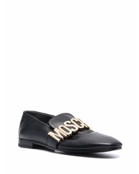 schwarze verzierte Leder Slipper von Moschino