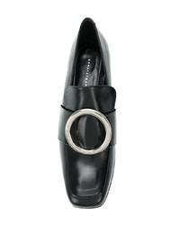 schwarze verzierte Leder Slipper von Dorateymur