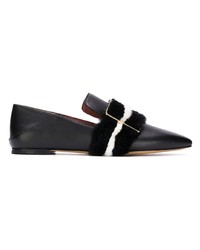 schwarze verzierte Leder Slipper von Bally