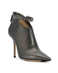 schwarze verzierte Leder Stiefeletten von Jimmy Choo