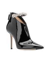 schwarze verzierte Leder Stiefeletten von Jimmy Choo