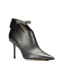 schwarze verzierte Leder Stiefeletten von Jimmy Choo