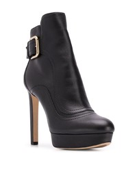 schwarze verzierte Leder Stiefeletten von Jimmy Choo