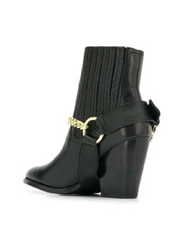 schwarze verzierte Leder Stiefeletten von Versace Jeans Couture