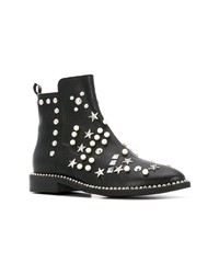 schwarze verzierte Leder Stiefeletten von Ermanno Scervino