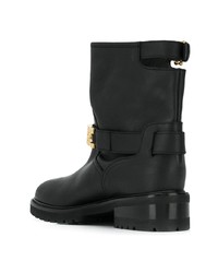 schwarze verzierte Leder Stiefeletten von Via Roma 15