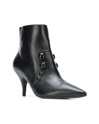 schwarze verzierte Leder Stiefeletten von Tory Burch