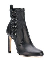 schwarze verzierte Leder Stiefeletten von Jimmy Choo