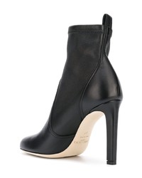 schwarze verzierte Leder Stiefeletten von Jimmy Choo