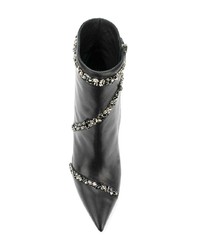 schwarze verzierte Leder Stiefeletten von Rene Caovilla