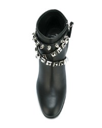schwarze verzierte Leder Stiefeletten von Giuseppe Zanotti Design