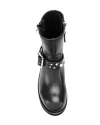 schwarze verzierte Leder Stiefeletten von Karl Lagerfeld