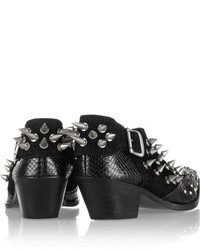 schwarze verzierte Leder Stiefeletten von Junya Watanabe