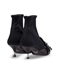 schwarze verzierte Leder Stiefeletten von Prada
