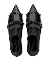 schwarze verzierte Leder Stiefeletten von Prada
