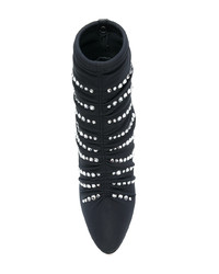 schwarze verzierte Leder Stiefeletten von Giuseppe Zanotti Design