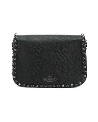 schwarze verzierte Leder Umhängetasche von Valentino
