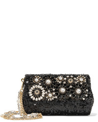 schwarze verzierte Leder Umhängetasche von Dolce & Gabbana
