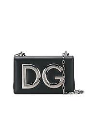 schwarze verzierte Leder Umhängetasche von Dolce & Gabbana
